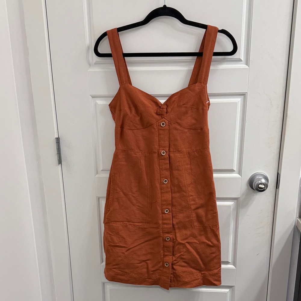 Anthropologie Maeve Twist-Front Mini Dress Button Down Sleeveless Smocked XSmall